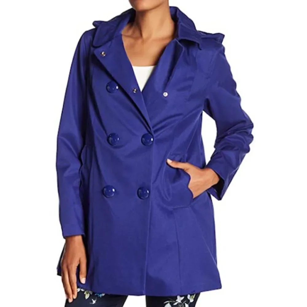 NWT Kate Spade Scallop Coat Hooded Raincoat Blue